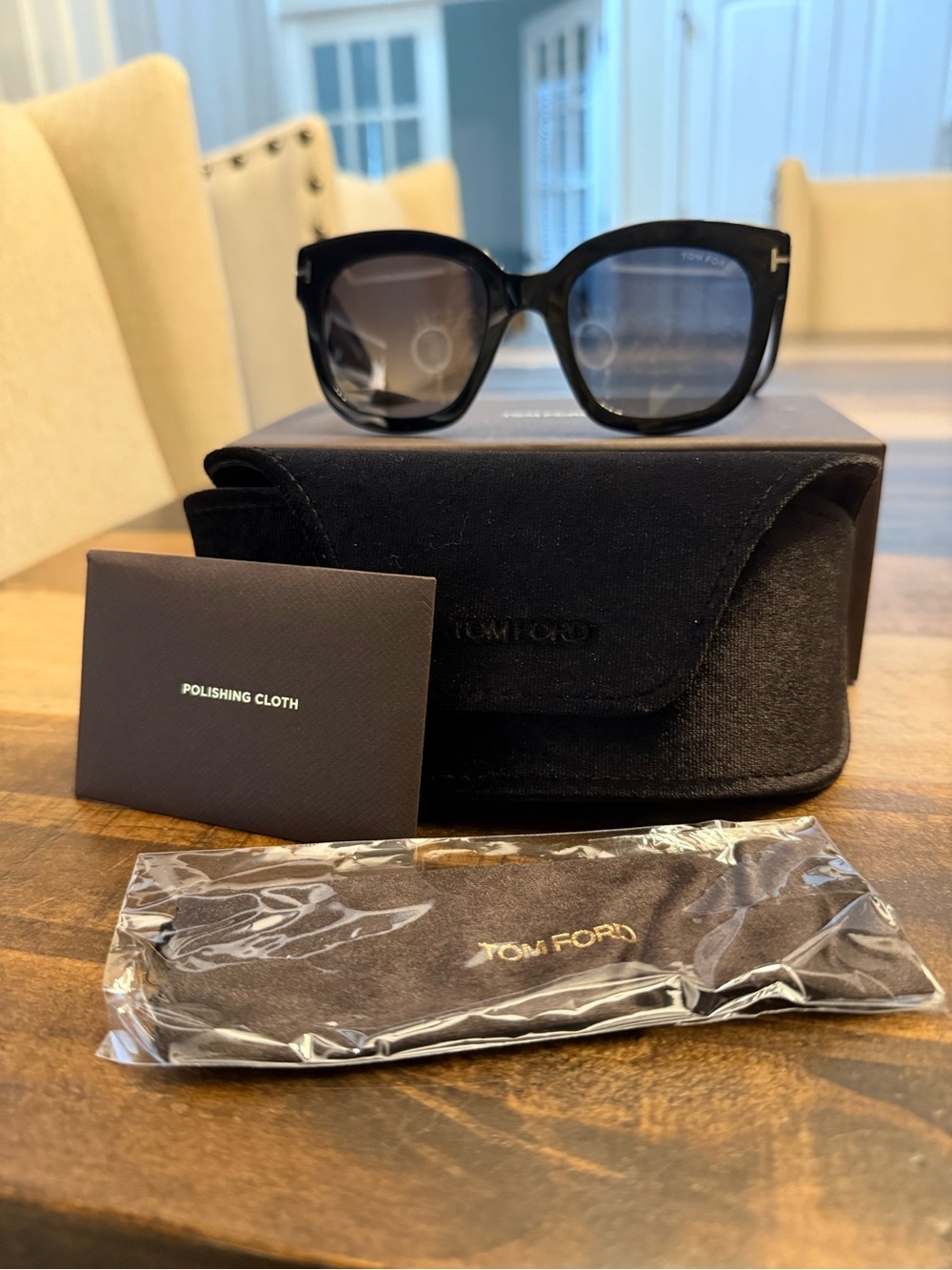 Tom Ford Beatrix-02 TF613 Polarized Square Sunglasses Black